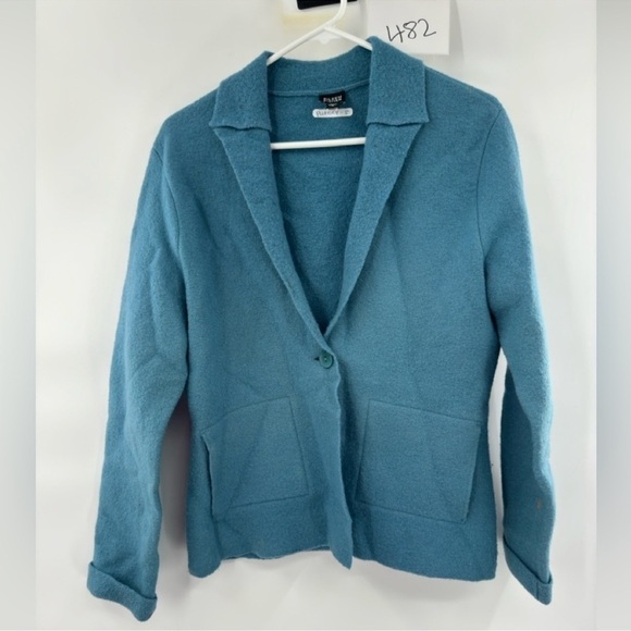 Eileen Fisher blue 100% wool cardigan sweater womens size S - Picture 1 of 8